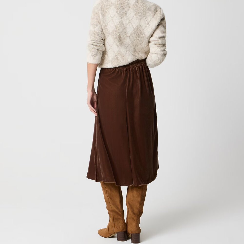 J. Crew Cubeb Berry Velvet Pull-On Midi Skirt/NWT/M - Picture 3 of 14